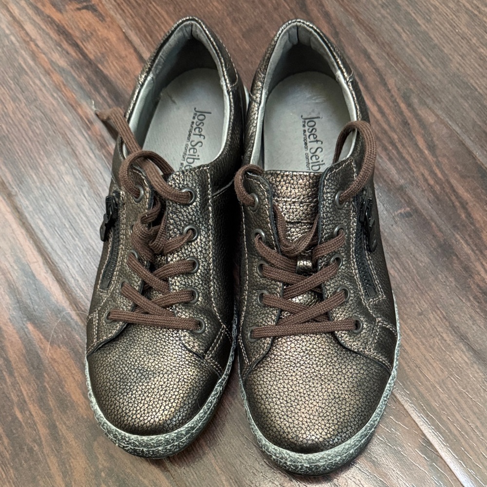 Josef Seibel Metallic Bronze Lace-Up Sneakers